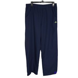 Adidas Womens Track Pants Medium Athletic 3-Stripes Navy Blue Zip Ankle Lined